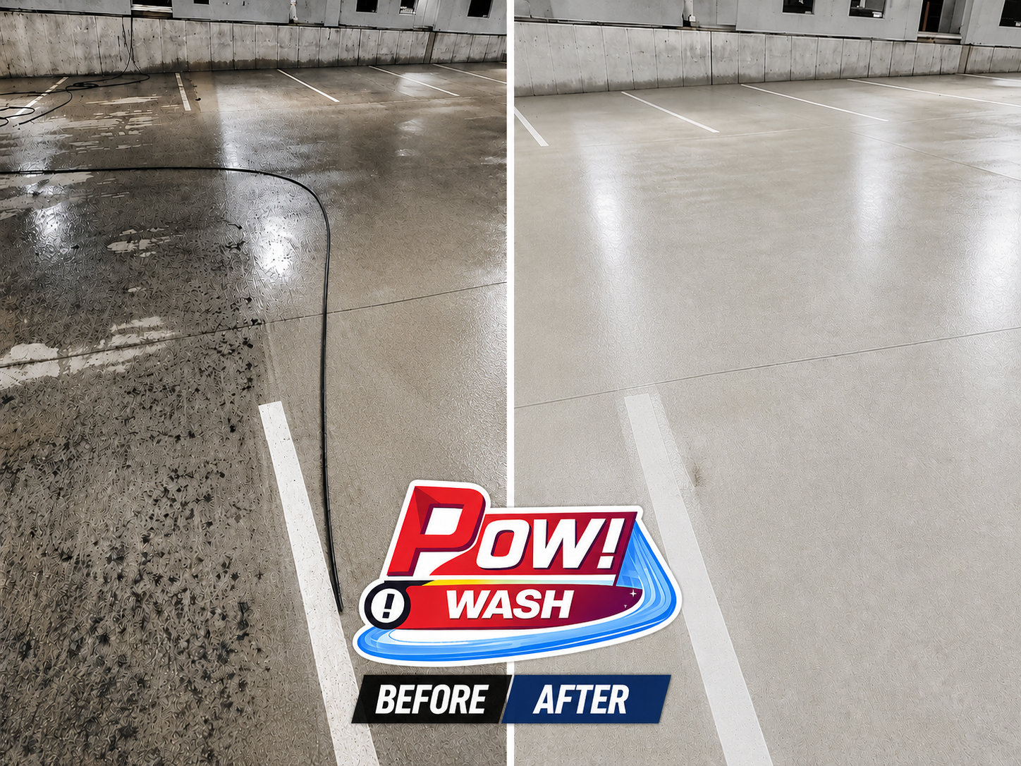 Recent 4 level parking garage cleaning