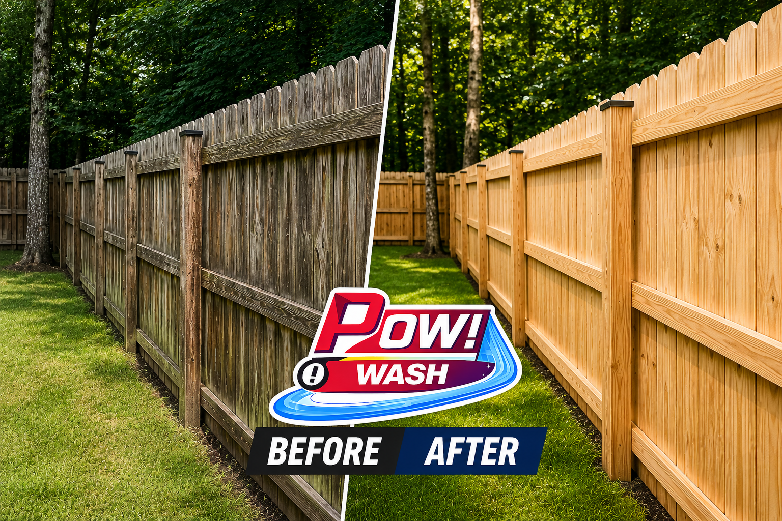 Recently restored wood fence & deck